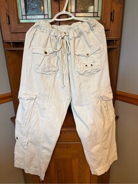 Free People Tahiti Cargo Pants in Tofu Off-White Boho Utility Y2K Size XL